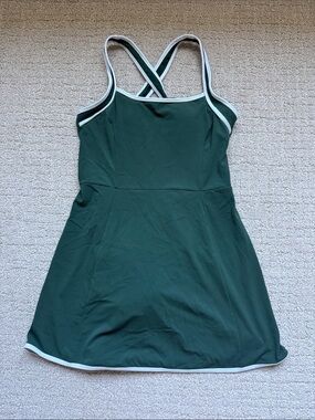 Zella Dark Green Mini Dress with White Trim